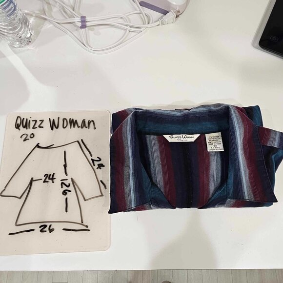 Quizz woman stretch hook front stripe Longsleeve blouse sz 20 women - Picture 7 of 7